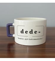 Dede Baskılı Mor Kulplu C Fincan
