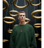 Rottweiler Baskılı Unisex Sweatshirt – Minimal Köpek Figürlü Günlük Oversize Sweat (Koyu Yeşil)