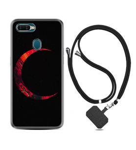 Oppo A5S A15 A16 A54 A55 A73 A74 Kılıf Boyun Askılı Silikon Red Moons 1747