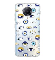 PrintiFy Xiaomi Poco F2 Pro ile Uyumlu 1mm Slim Fit Nazar Boncuğu 2 Baskılı Şeffaf  Kılıf