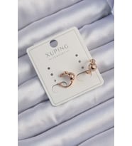 Xuping Rose Renk Zirkon Taşlı Bombeli Topçuk Earcuff Küpe
