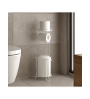 Banyo Tuvalet Kağıdı Askısı Çöp Kovası Yedekli Ayaklı Beyaz