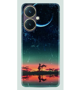 Vivo Y27 Kılıf Silikon Desen Özel Seri Ay ve Kız 1720
