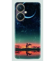 Vivo Y27 Kılıf Silikon Desen Özel Seri Ay ve Kız 1720