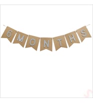 6 Months Simli Evalı Kraft Banner, 110cm x 17cm - Gümüş