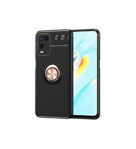Oppo A54 4G Uyumlu Kılıf Zore Ravel Silikon Kapak (Siyah-Rose Gold)