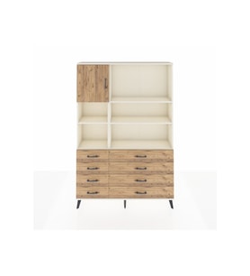 Arges Gardrop 7 Raflı 8 Çekmeceli Tek Kapaklı  132x30x195 Aytaşı-Çam