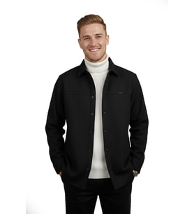 DeepSEA Erkek Siyah Likralı Rahat Kalıp Cepsiz Kaşe Ceket – Çıt Çıtlı, Esnek Şık Model Ceket 0760