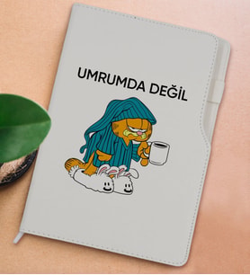 BK Gift Umrumda Değil Tasarımlı Beyaz Termo Deri Not Defteri 15x21cm-1