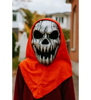 Halloween Maske Plastik İskelet gümüş arkası tüllü