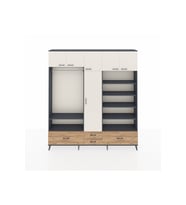 Arges Dolap 18 Raflı 4 Çekmeceli Tek Askılı 220x30x243 Antrasit-Aytaşı/Çam