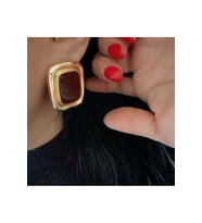 GOLD ÇERÇEVELİ BORDO KÜPE ACR8584