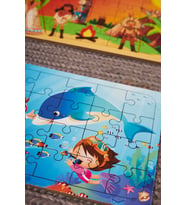 Okul Öncesi Başlangıç Yapboz Kızılderili Ve Dalgıç Ahşap Puzzle Set