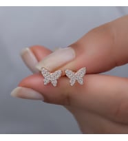 Zirkon Taşlı Kelebek Gümüş Küpe