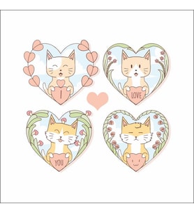 I love You kedi Sticker Duvar Sticker 30x30 CM