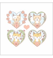 I love You kedi Sticker Duvar Sticker 30x30 CM