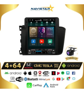 Honda Civic Tesla 4GB + 64GB 2012-2015 Model Kablosuz Carplay Navigasyon Qled Multimedya Sistemi