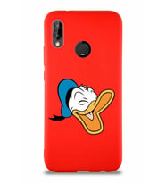 Huawei P20 Lite Soft Premier Kapak Donald Duck-E Tasarımlı Silikon Kılıf - Kırmızı (Şeffaf)