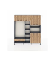 Arges Gardrop 11 Raflı Tek Çekmeceli 7 Kapaklı 220x30x243 Antrasit-Çam