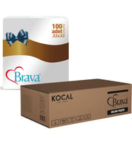 Brava 1/8 Garson Katlama Peçete 33x33 cm Beyaz 2 Katlı – Kenar Desenli, 100 lü (12 li Koli)