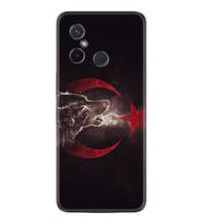 Xiaomi Redmi 12C Kılıf Resimli Desenli Baskılı Silikon Kurt ve Ay Yıldız 1403