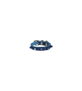 Cattie Gerçek Deriden El Yapımı Boncuklu Kedi Boyun Tasması 1x14-18cm - Royal Blue