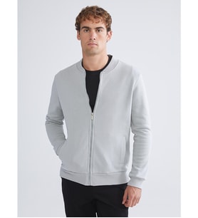 LC WAIKIKI Gri Kolej Yaka Erkek Kalın Fermuarlı Sweatshirt