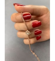 Baget Taşlı Rose Kaplama Gümüş Kadın Bileklik
