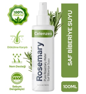 Celenzea Saf Biberiye Suyu Hızlı Saç Uzatma & Dökülme Karşıtı %100 Saf Doğal Rosemary Water 100ML