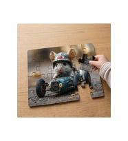 Yarış Arabasında Fare Tasarımlı 24 Parça Ahşap Çocuk Puzzle MPK0282