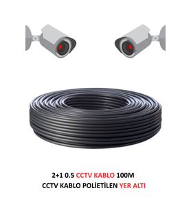 FURY 2+1 0.5mm Polietilen Yer Altı CCTV Kablo Güvenlik Kamera Kablosu 100m