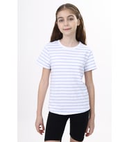 Toontoy Kız Çocuk Çizgili Tişört (Mavi)