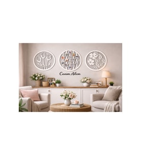 Resim çerçevesi canım ailem ve çiçekler çerçeve 50 cm çiçekler 30 cm dir no12