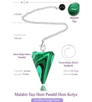 Sertifikalı Malahit - Malakit Taşı Pandül Sarkaç Hem Pandül - Hem Kolye (Çok Renkli)