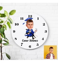 Karikatürlü Mezuniyete Özel Kişiye Özel Duvar Saati