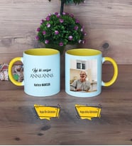 Anneanneye Hediye Kupa Bardak Sarı Fotoğraflı Anneler Günü Hediyesi