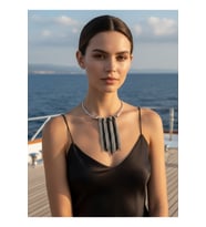 Modern Püsküllü Kadın Kolye – Gümüş Renk Çelik Şık Tasarım Choker Kolye