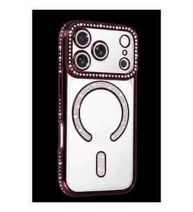 Newface İphone 18 Pro Joke Simli Magneticsafe Kılıf - Bordo
