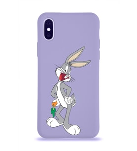 Apple iPhone X Uyumlu Lansman Kılıf Bugs Bunny Tasarımlı Altı Kapalı İçi Kadife Kaplı  Kapak (Şeffaf)