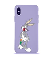 Apple iPhone X Uyumlu Lansman Kılıf Bugs Bunny Tasarımlı Altı Kapalı İçi Kadife Kaplı  Kapak (Şeffaf)