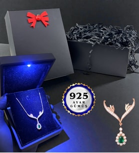 925 Ayar Işıklı Kutusunda Gümüş Kolye Özel Kutusunda Farklı Kolye Seçenekleri (Model 7)