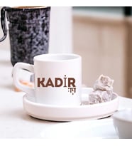 Kişiye Özel İsimli Çikolata Damla Tasarımlı Türk Kahvesi Fincanı