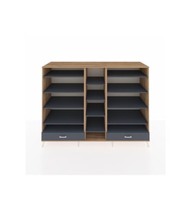 Kronos Dolap 14 Raflı 2 Çekmeceli  220x59x163 Çam-Antrasit