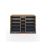 Kronos Dolap 14 Raflı 2 Çekmeceli  220x59x163 Çam-Antrasit