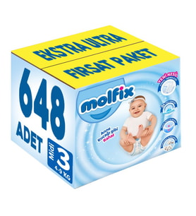 Molfix Bebek Bezi Beden:3 (4-9Kg) Midi 648 Adet Ekstra Ultra Fırsat Pk