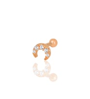 Gümüş rose zirkon taşlı hilal modeli Tragus helix Piercing küpe SGTL12203ROSE