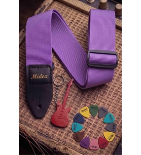 Midex ASM-26PU Gitar Omuz Askısı Lila Renk 89-155cm (Pena Hediye)