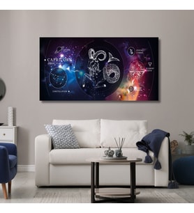 Panoramik Kanvas Astroloji Zodiac Oğlak Burç Özellikleri Tablo