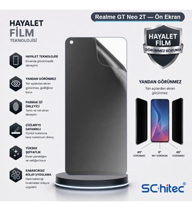 SChitec Realme GT Neo 2T Uyumlu Ön Yüzey Hayalet Privacy Hidrojel Ekran Koruyucu