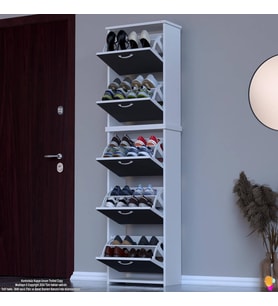Modilayn VERVE Antre 52x194x26 cm’ lik 5 Düşer Kapak 10 Göz Bölmeli Ayakkabılık